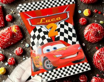 Cars McQueen Chip Bags Birthday Party Favors, Printed & Shipped