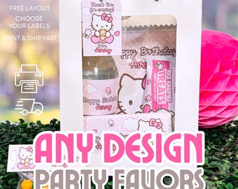 Custom Party Favor Package – Personalized Chip Bags, Candy Wrappers & Bottle Labels – ANY Theme!