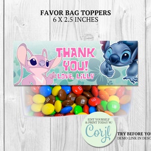 Stitch and Angel Favor Bag Labels