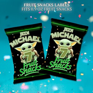 Baby Yoda fruit snacks for birthday party. Use as party favors and decor.