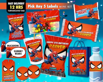 Spiderman Printables, Spiderman Party Favors, Spider-man Theme , Birthday Decor, Spiderman Party Pack, Chip Bag, Rice Treat, Capri Sun Label