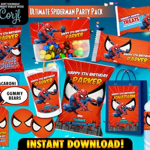 Amazing Spiderman Printable, Spiderman Birthday Decoration, Superhero Party Printables, Spiderman Party Label, Spiderman Party Favours CORJL