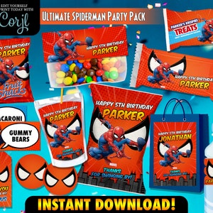 Amazing Spiderman Printable, Spiderman Birthday Decoration, Superhero Party Printables, Spiderman Party Label, Spiderman Party Favours CORJL