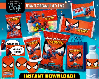 Spiderman verjaardagsfeestje printables: gunstlabels (directe download)