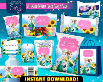 Frozen Birthday Party Printables: Chip Bag Labels, Thank You Tags (Instant Download)