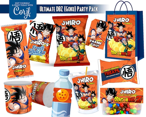 Dragon Ball Z Birthday Party Printables: Goku Chip Bags, Labels and Tags - Digital Download