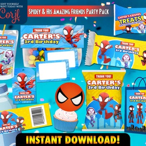 Spidey and Friends Birthday Party Printables: Favor Labels (Digital Download)