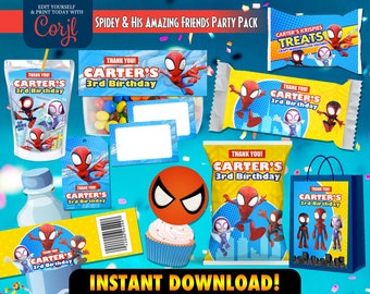 Spidey and Friends Birthday Party Printables: Favor Labels (Digital Download)