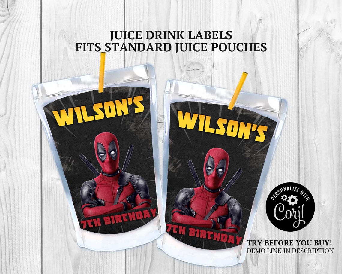 Deadpool Party Printables: DIY Labels, Wrappers, Tags (instant Download ...