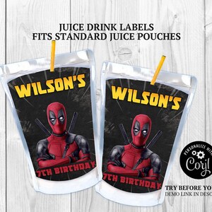 Deadpool Party Printables: DIY Labels, Wrappers, Tags (instant Download ...