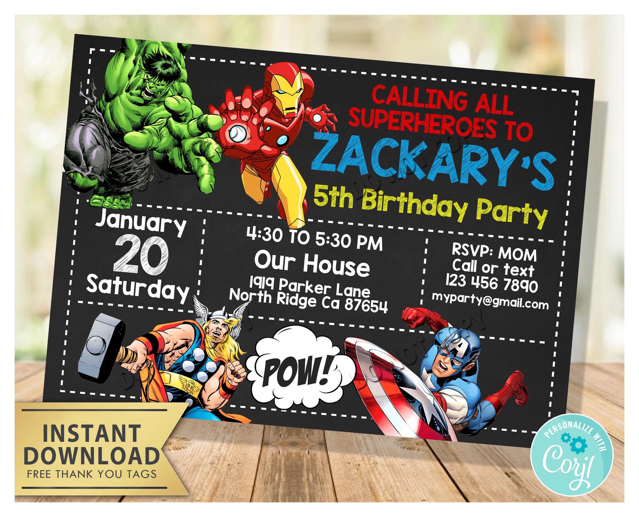 Avengers Superhero Invitation Avengers Birthday Invitation - Etsy
