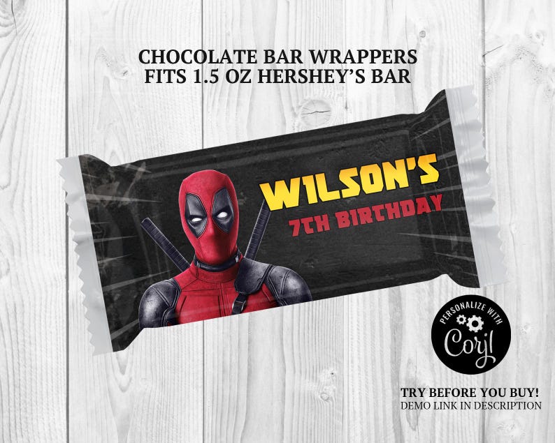 Deadpool Party Printables: DIY Labels, Wrappers, Tags (instant Download ...