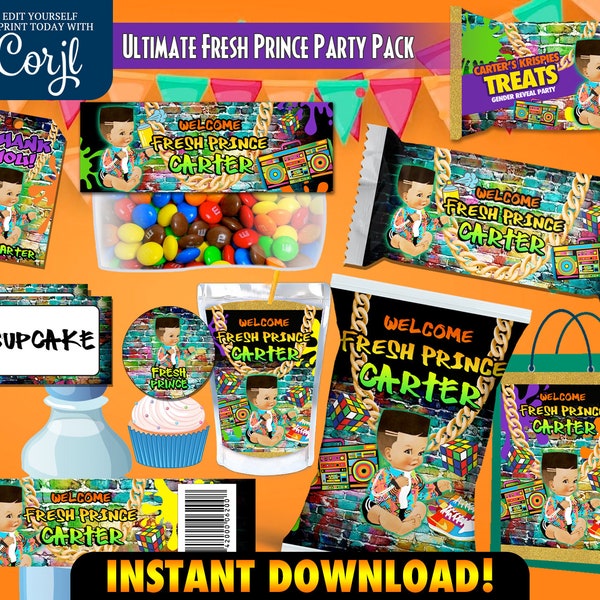 Fresh Prince Party Printables, Fresh Prince Party Favors, Fresh Prince Baby Shower Bundle, Fresh Prince Decorations, Chip Bag Label, CORJL