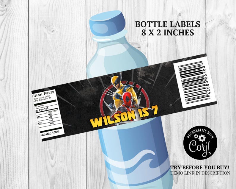 Deadpool Birthday Party Decor: Printable Label Set (instant Download ...