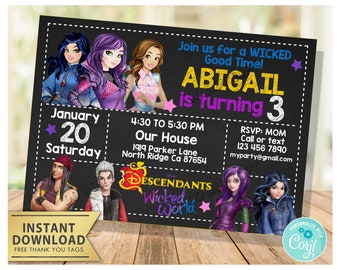 Free Editable Descendants Invitation - Etsy