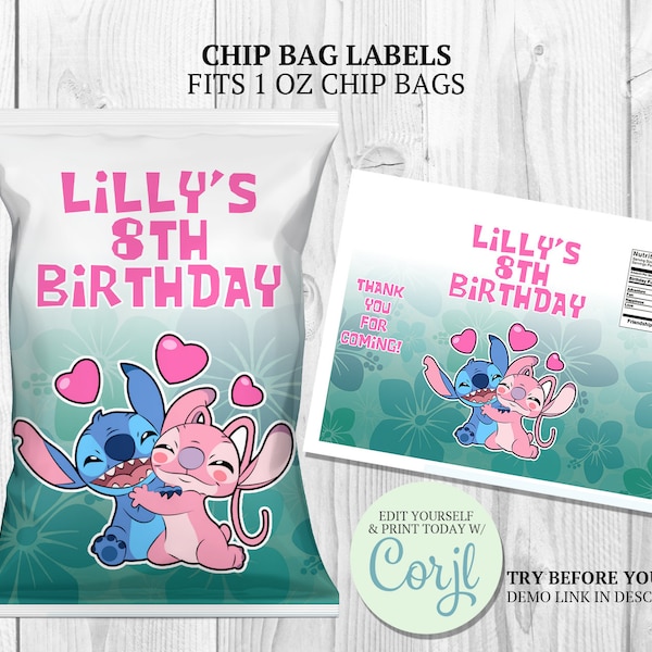 Lilo and Angel Potato Chip Template Etsy