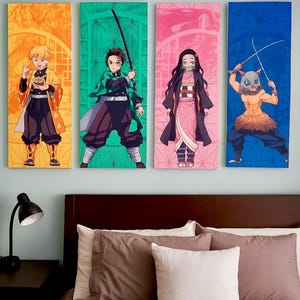 Physical Item: Anime Wall Art - Birthday or Bedroom Decoration -  8x20in (4 pc Set)