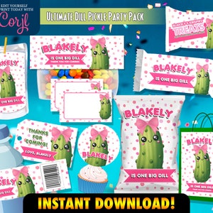 Pickle Birthday Party, Dill Birthday Printables, Dill Pickle Party Favors and Decorations, Pickle Chip Bag Label, Printable Templates CORJL