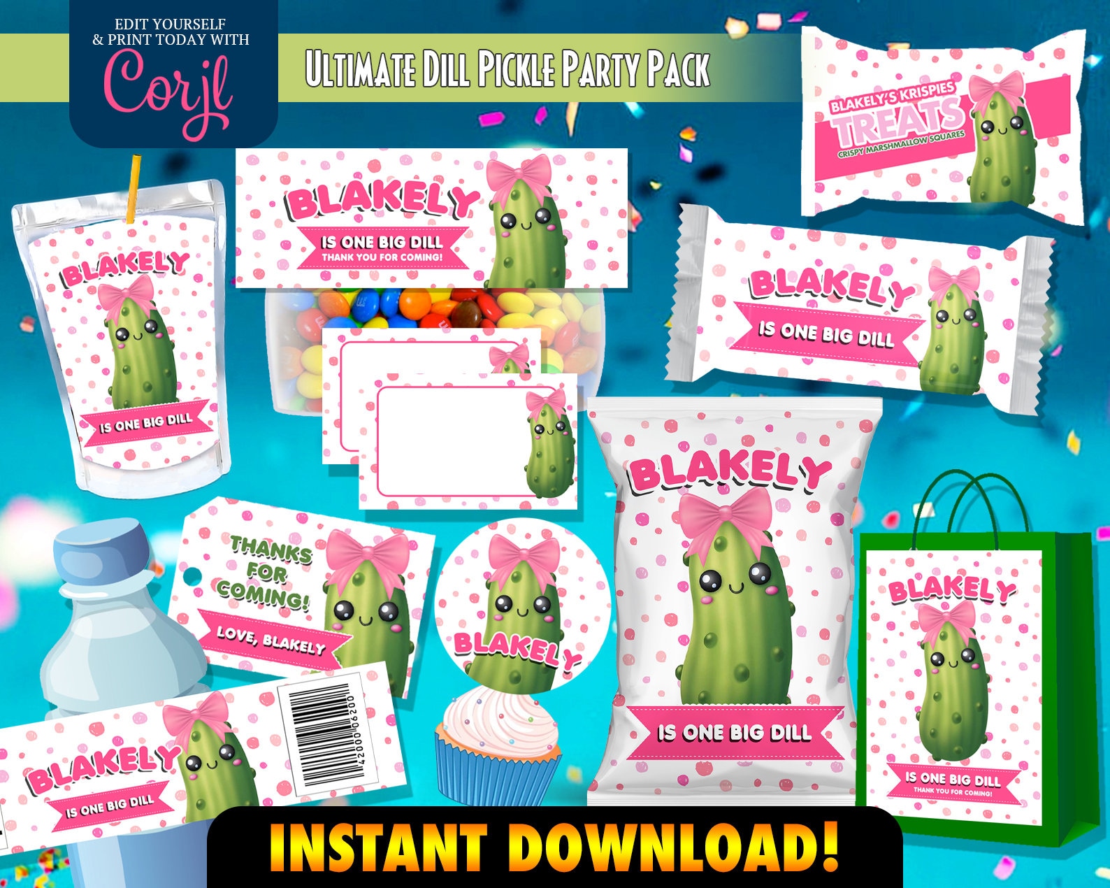 Pickle Birthday Party Dill Birthday Printables Dill Pickle Etsy