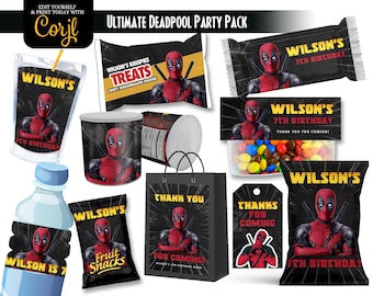 Deadpool Party Printables: DIY Labels, Wrappers, Tags (Instant Download)
