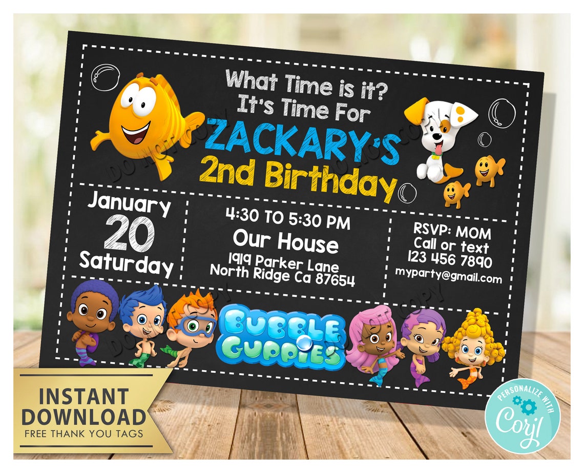 Bubble Guppies Invitation Bubble Guppies Birthday Party - Etsy