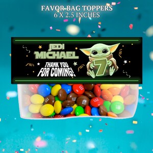 Baby Yoda favor bag toppers for birthday party. Use as party favors and decor.