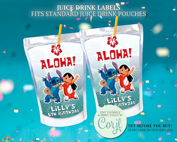 Buy Lilo Stitch Party Templates, Lilo & Stitch Birthday Decor, Party  Favors, Goodie Bag Labels, Fruit Snacks, Cupcake Toppers, Pringles Label  Online in India 