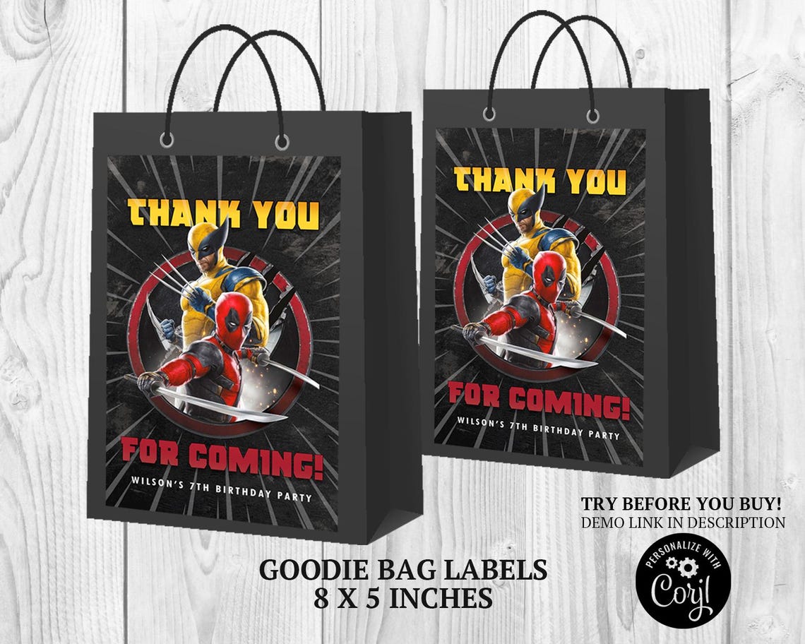 Deadpool Birthday Party Decor: Printable Label Set (instant Download ...