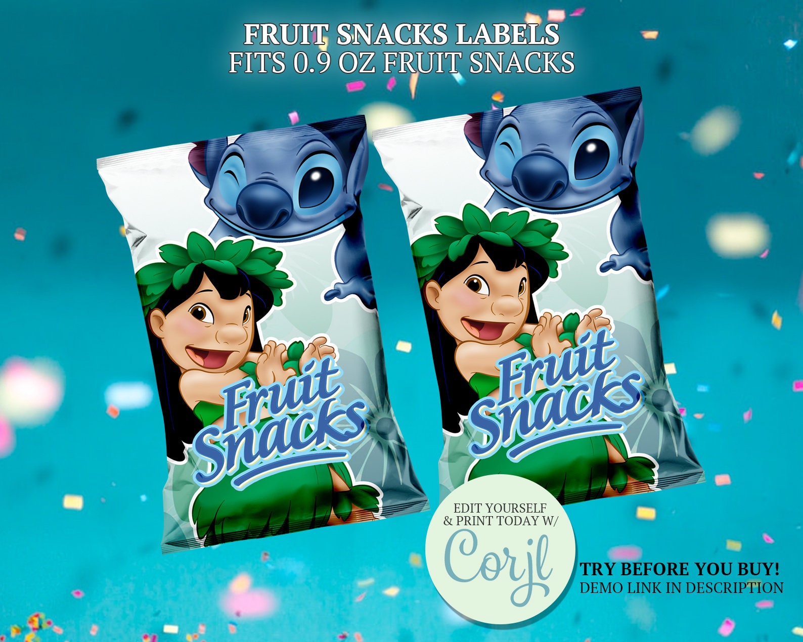 Lilo and Stitch Chip Bag Labels Lilo and Stitch Snack Labels Lilo