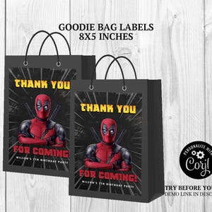 Deadpool Party Printables: DIY Labels, Wrappers, Tags (instant Download ...