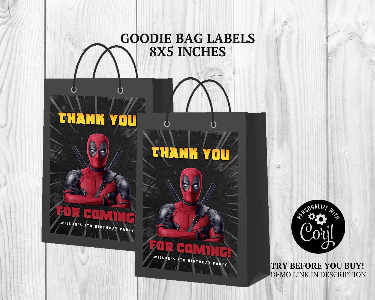 Deadpool Party Printables: DIY Labels, Wrappers, Tags (instant Download ...