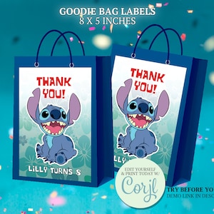 Lilo and Stitch Party Supplies/lilo and Stitch Party Bags/lilo and  Stitch/lilo and Stitch Party/stitch Party/stitch Favor Bags 