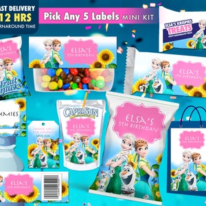 Frozen Fever Birthday Party Labels: Pick Any 5 (Digital Download)