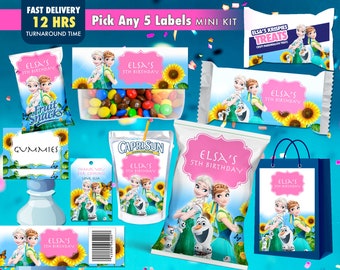 Etiquetas para fiesta de cumpleaños de Frozen Fever: Elige 5 (Descarga digital)
