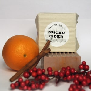 SPICED CIDER - bar soap - handmade - soap- cranberry, orange, spice - 2 sizes: 1 oz and 5 oz - Shea butter- goats milk - gift - eco friendly