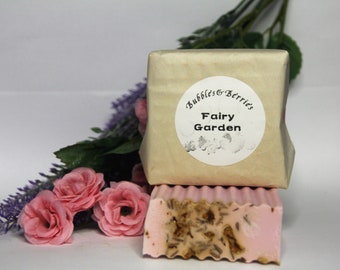 FAIRY GARDEN - bar soap - handmade - soap- rose, lavender - 2 sizes: 1 oz and 5 oz - Shea butter- goats milk - floral - gift - eco friendly