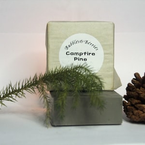 CAMPFIRE PINE - bar soap - handmade - soap- pine, smoky soap - 2 sizes: 1 oz and 5 oz - Shea butter- goats milk - pine - gift - eco friendly