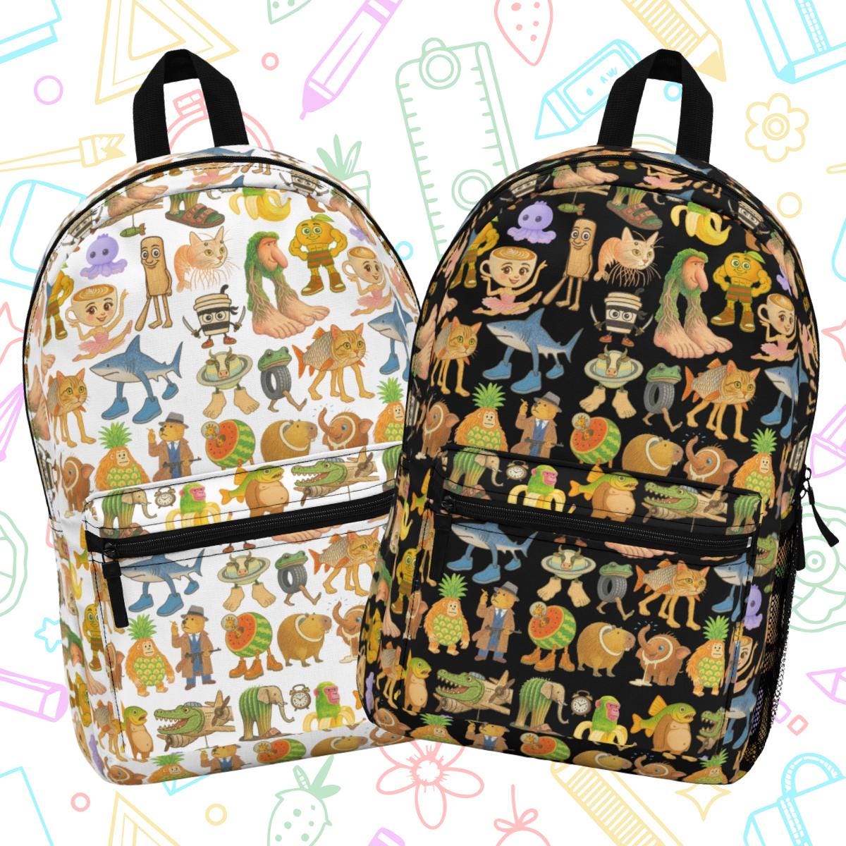 ??????Awesome Backpack with Fun Graphics stock-vector-school-backpack-  main image 4