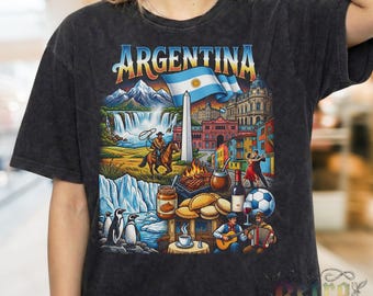 Argentina Y2K Retro Soccer World Comfort Colors® Shirt, 90s Graphic Tee, Football Fan Sweatshirt