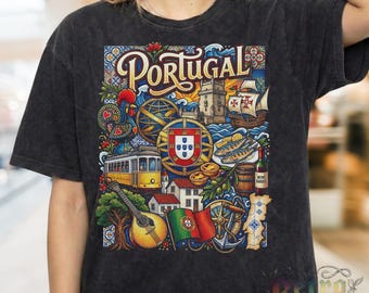 Portugal Y2K Retro Soccer World Comfort Colors® Shirt, 90s Graphic Tee, Football Fan Sweatshirt