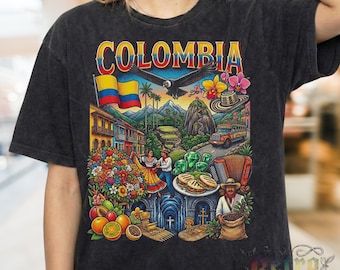 Colombia Y2K Retro Soccer World Comfort Colors® Shirt, 90s Graphic Tee, Football Fan Sweatshirt