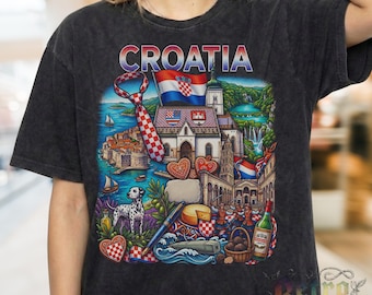 Croatia Y2K Retro Soccer World Comfort Colors® Shirt, 90s Graphic Tee, Football Fan Sweatshirt