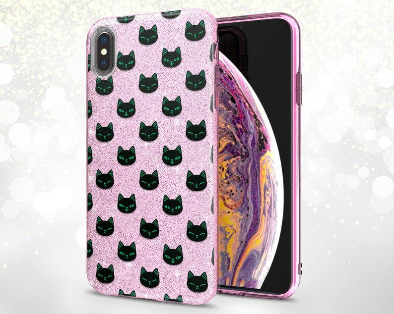 Cat pattern Phone Xr case Glitter Trendy iphone case iPhone x case tpu Xs Max phone case iPhone 7 plus cover Phone 11 Pro Glitter cute girly