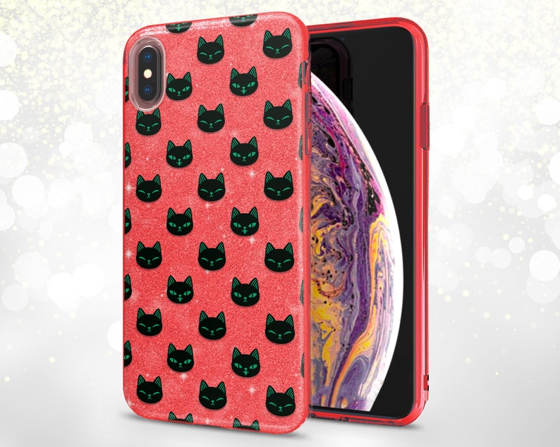 Cat pattern Phone Xr case Glitter Trendy iphone case iPhone x case tpu Xs Max phone case iPhone 7 plus cover Phone 11 Pro Glitter cute girly