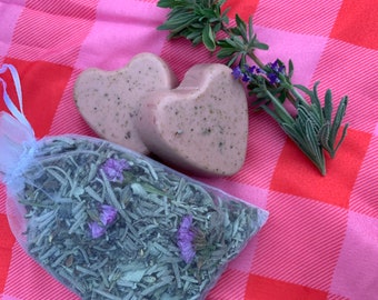 Lavender and sage soap and sachet gift set for Mother’s Day, bridesmaid, birthday, or self care treat.  Nicely packaged in gift box or bag.