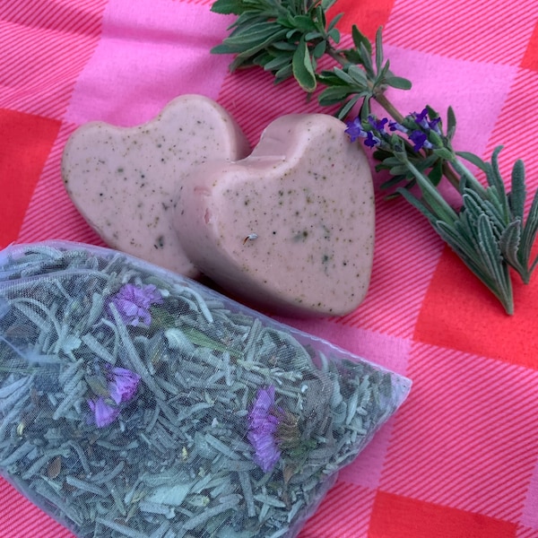 Lavender and sage soap and sachet gift set for Mother’s Day, bridesmaid, birthday, or self care treat.  Nicely packaged in gift box or bag.
