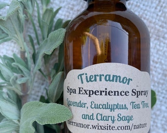 Spa experience spray - lavender, eucalyptus, clary sage, and tea tree. Natural aromatherapy for body, bath, or home. FREE shipping!