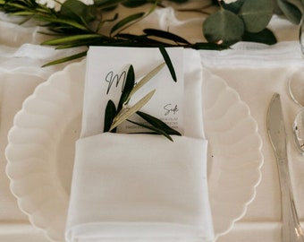 5-inch fresh live olive stems - elegant place setting for wedding or shower. Quantities 10-150. Custom orders available. Free shipping!