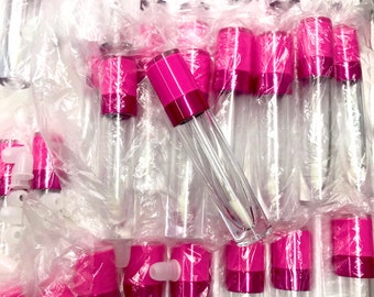 10 PACK 6ML Hot Pink Metallic Lip Gloss Tubes  Empty Wholesale with Applicator Wand - Bulk Lipgloss Supplies Wholesale Cosmetic