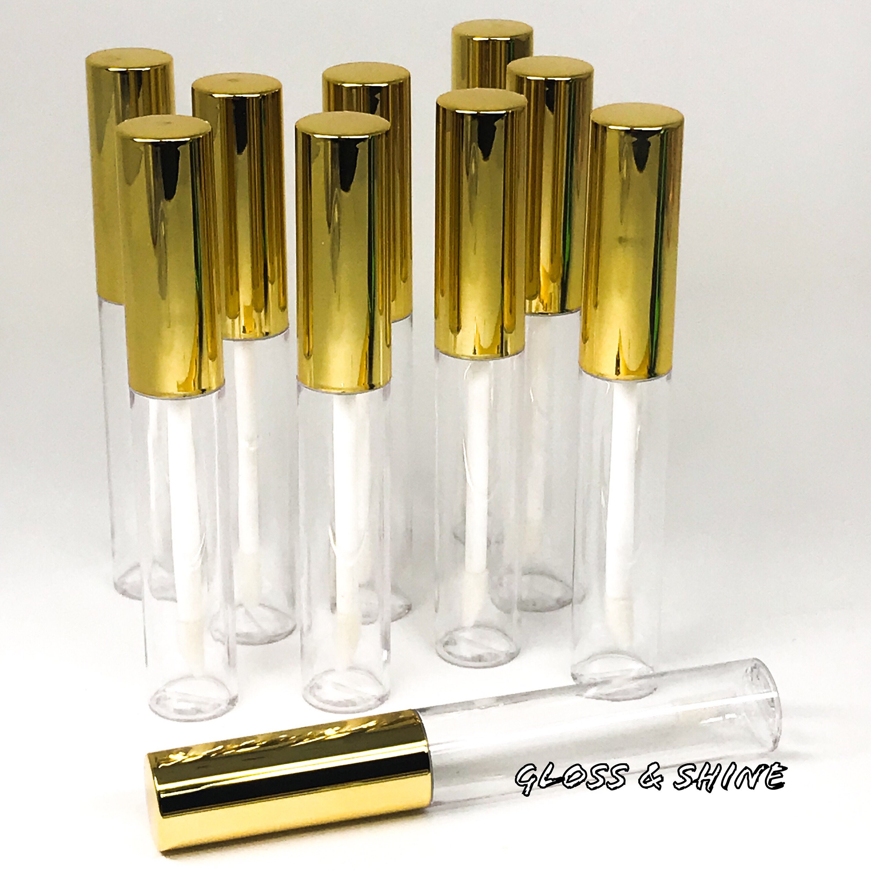 Gold 10ML Empty Lip Gloss Tube with Applicator Wand Light Etsy